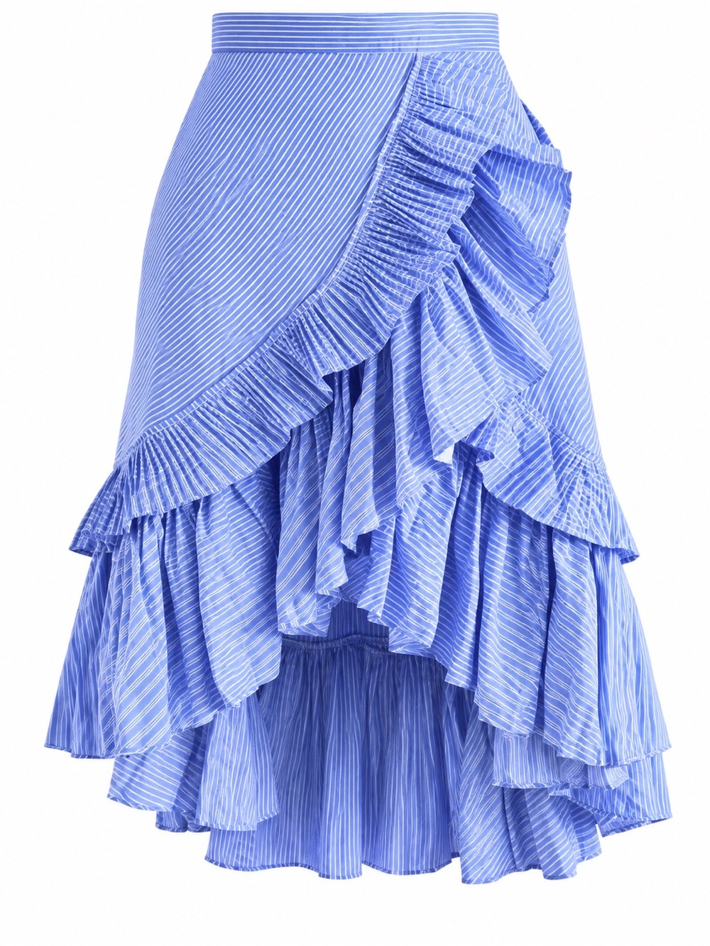 Chicwish Ruffle Tiered Frill Hem Skirt in Blue - S